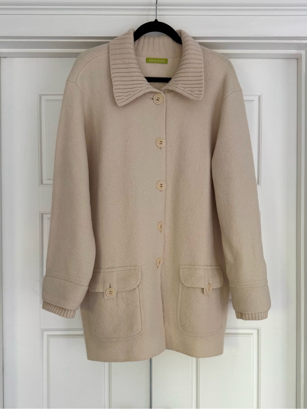 Cream 100% Wool Sweater Jacket - Sigrid Olsen - XL